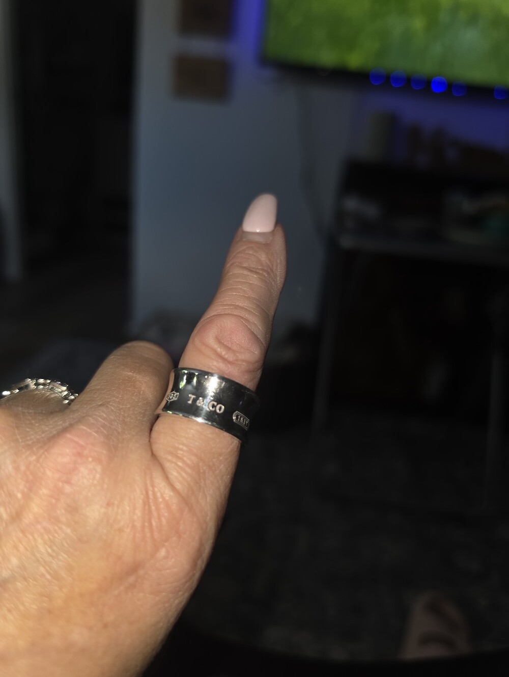 Tiffany 1837 Wide Band Sterlibg Silver Ring - Picture 3 of 7